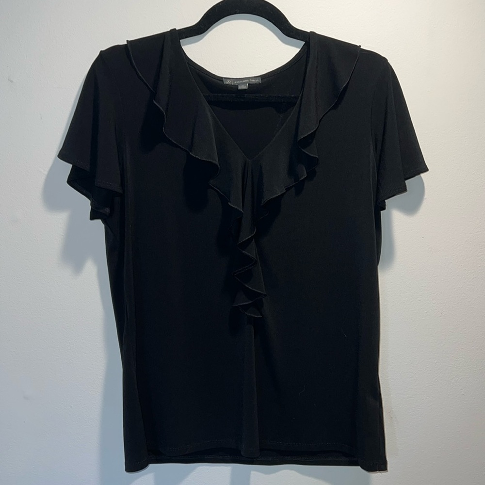 Adriana Papell Ruffle V Neck Top